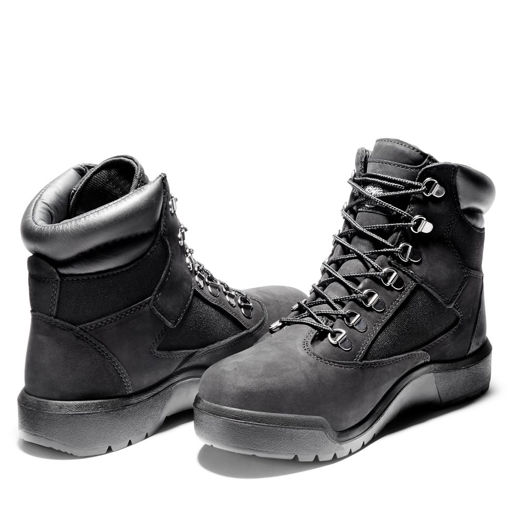 Timberland 6-Inch Μποτακια Ανδρικα Μαυρα - Waterproof Field - Greece 7906253-WX